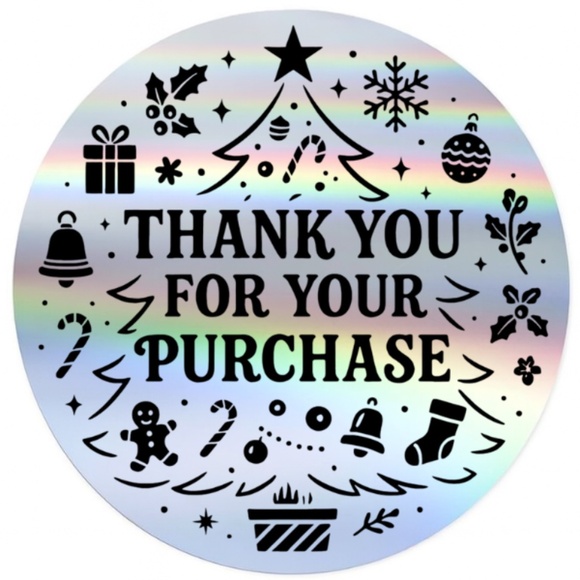 Thank You For Your Purchase Christmas Stickers 2" ROUND LABEL NEW - Picture 2 of 10